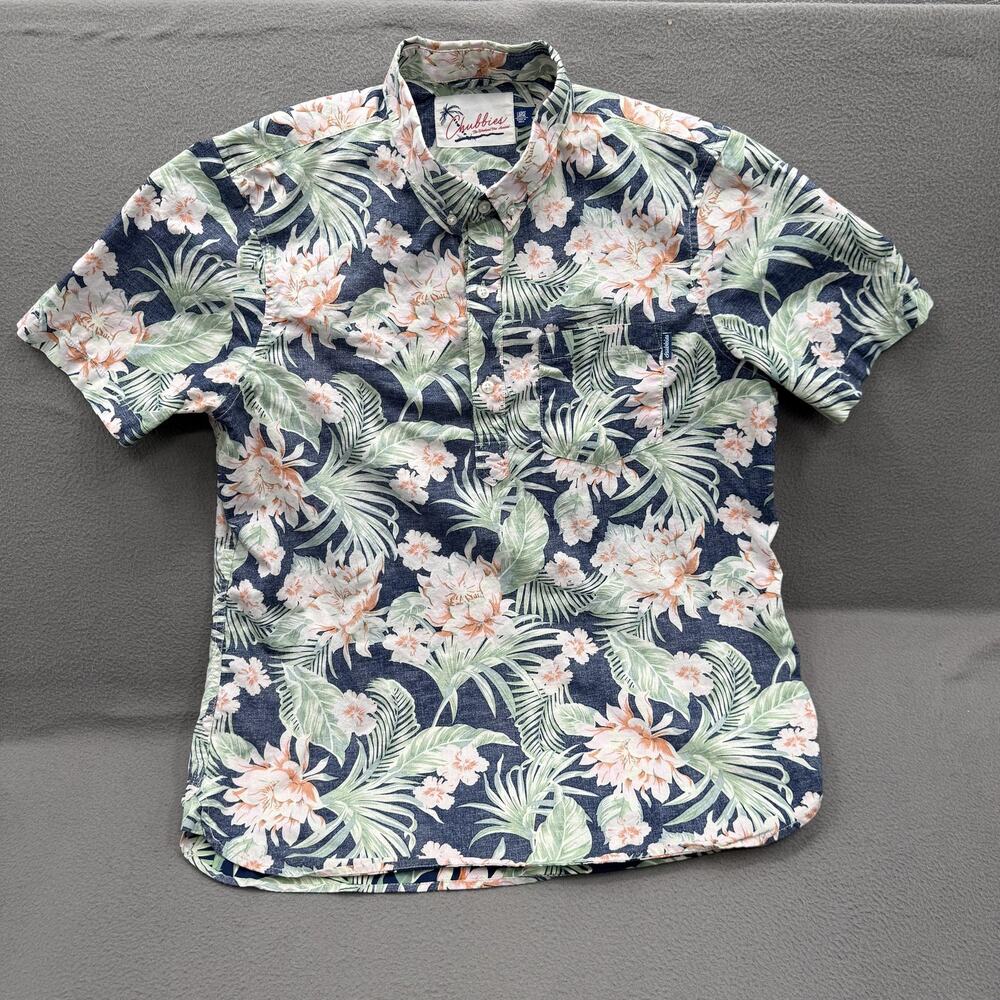 Chubbies Shirt Mens Large Blue Floral Hawaiian Tropical Short Sleeve Button Up